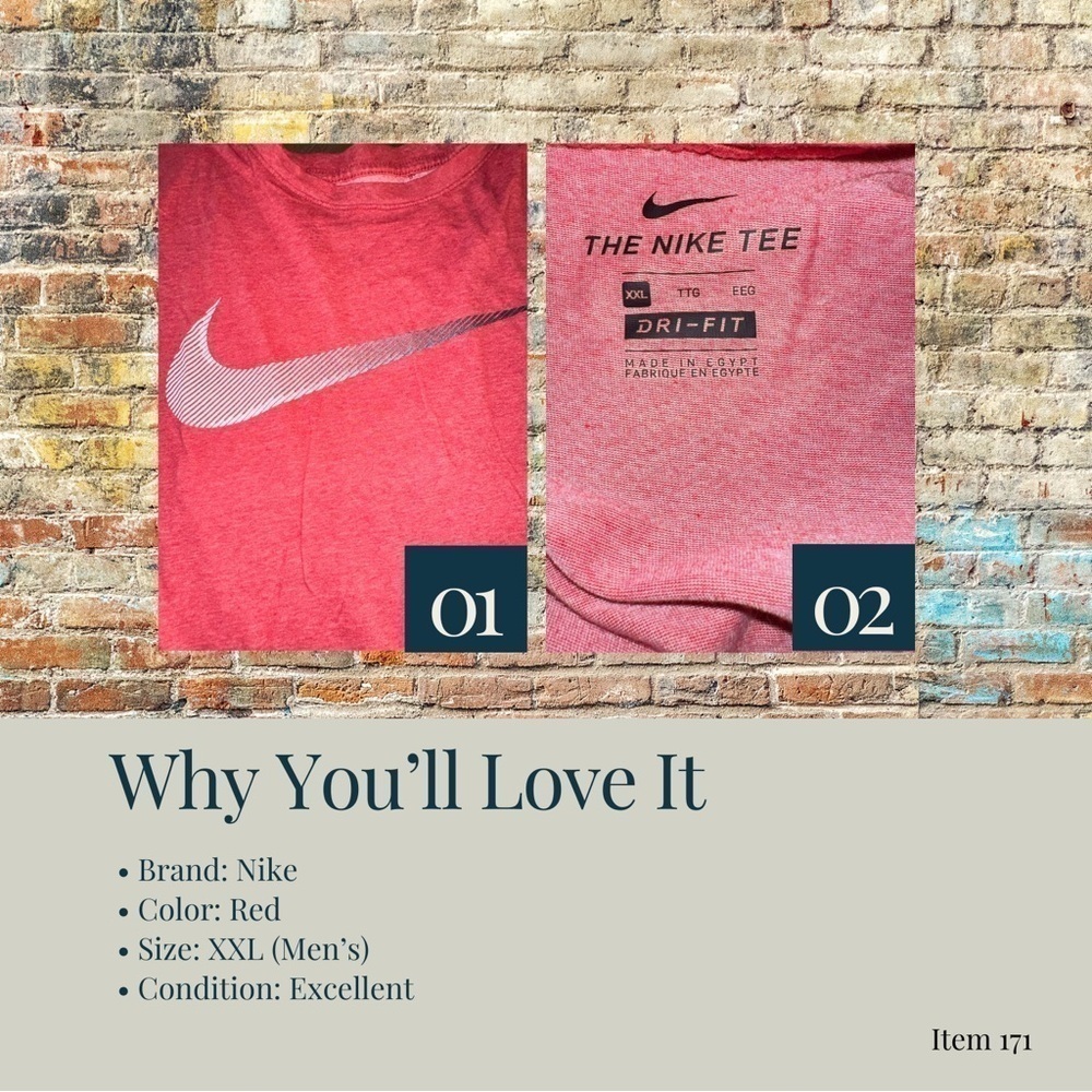 Nike Dri-Fit Tee XXL - Athletic Cut Red Comfort & Performance 4 Active Lifestyle - Picture 3 of 7